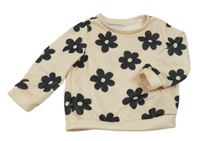 Pudrová mikina s tmavosivými kvetinami shein