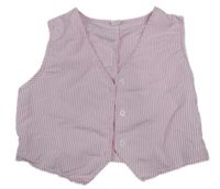 Svetloružová pruhovaná crop ľahká vesta