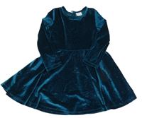 Tmavozelené zamatové trblietavé šaty F&F