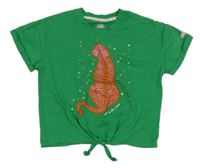 Zelené crop tričko s leopardom WE