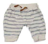 Bílo-šedé pruhované tepláky H&M