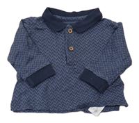 Tmavomodré vzorované polo tričko Primark