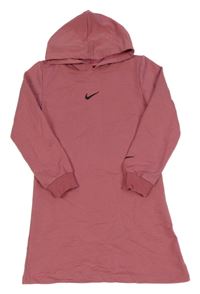 Ružové teplákové šaty s logom a kapucí - Nike
