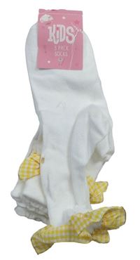3x bílé ponožky - 1x s mašlí + 1x s volánikom Matalan