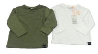 2set - Khaki triko + bílé triko 