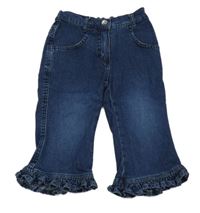 Tmavomodré flare capri rifle s volánikmi Jako-o