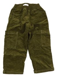 Khaki menšestrové cargo nohavice Zara