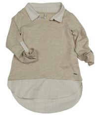 Béžový melírovaný sveter s halenkovým prvkem Hailys