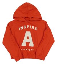 Červená crop mikina s nápismi a kapucňou H&M