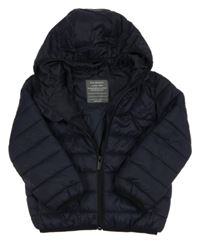 Tmavomodrá šusťáková zateplená bunda s kapucí Primark