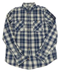 Modro-smotanová kockovaná košeľa H&M