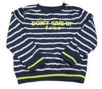 Tmavomodro-biela pruhovaná mikina s nápisom Topolino