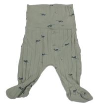 Zelené žebrované polodupky s velrybami Mamas&Papas