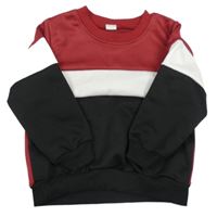 Vínovo-bielo-čierna mikina Shein