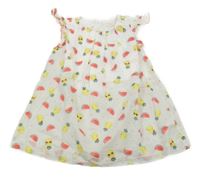 Biele plátenné šaty s ananásmi a melónmi C&A