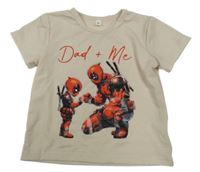 Béžové tričko s potlačou a nápisem - Deadpool