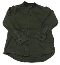 Khaki-černá kostkovaná košile Next