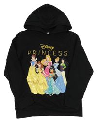 Černá mikina s princeznami a kapucí Disney