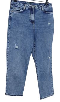 Dámske svetlomodré mom rifle s vyšúchaním Denim
