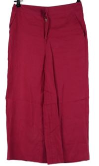 Dámské fuchsiové lněné culottes kalhoty Benetton 