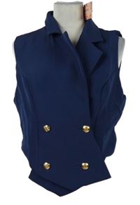 Nové - Dámská tmavomodrá společenská crop vesta Shein 