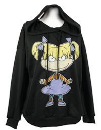 Nové - Dámská černá mikina s potiskem a kapucí Shein 