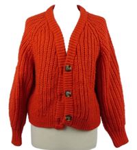 Dámský červený propínací vlněný crop svetr H&M