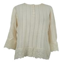 Dámský smetanový vzorovaný svetr s krajkou 