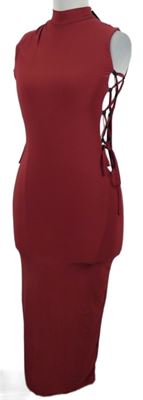 Nové - Dámské vínové šaty se šněrováním na bocích Miss Blush 