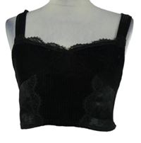 Dámský černý pletený crop top s krajkou Cider 