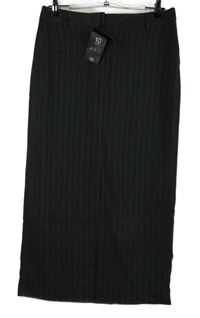 Nové - Dámska tmavosivá prúžkovaná midi sukňa s rorparkem Primark