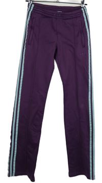 Dámské fialové sportovní tepláky s pruhy Adidas 