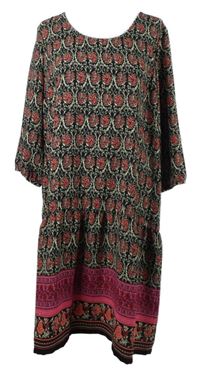 Dámské černo-barevné vzorované šaty