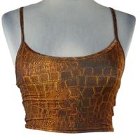 Nové - Dámsky oranžovo-hnedý vzorovaný crop top