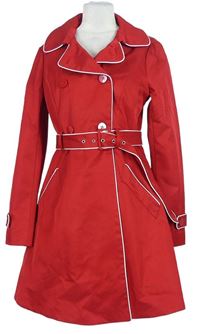 Dámsky červený šušťákový jarný kabát s pruhy zn OVS