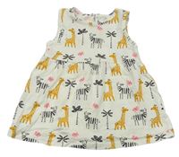 Smotanové bavlnené šaty so žirafami  F&F
