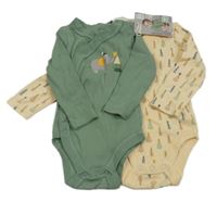 Nové- 2x body zelené se slonem+ béžové se stromy Lily & Dan