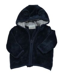 Tmavomodrá chlpatá prepínaci mikina s kapucňou Topomini