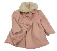 Světlerůžový flaušový kabát s kožešinou Matalan