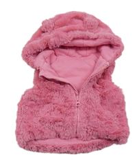 Ružová kožušinová zateplená vesta s kapucňou Nutmeg