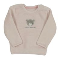 Svetloružová chlpatá mikina s medvěďom Little nutmeg