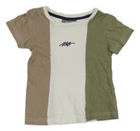 Bielo-kaki-hnedé tričko s výšivkou Next