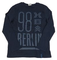 Tmavomodré triko s nápisem a číslem Yigga