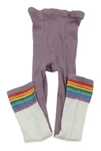 Fialovo-bílé punčocháče bez šlapiček a prúžkami