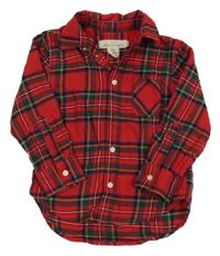 Červeno-farebná kockovaná košeľa H&M