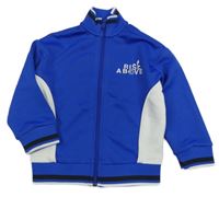 Modro-bílá sportovní propínací mikina s nápisem M&S