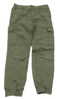 Khaki plátěné cargo cuff kalhoty Tom Tailor