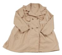 Svetloružový kabát s volánikom