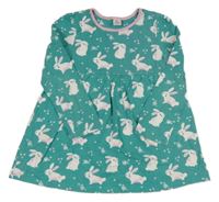 Tyrkysové bavlnené šaty s králíčky Miniclub