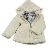 Smetanový kožešinový podšitý kabátek s kapucňou